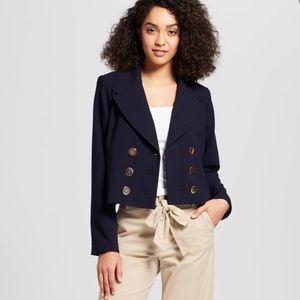 A New Day Navy Double Breasted Cropped Blazer—XS